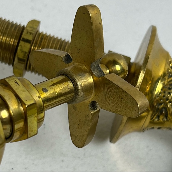 VTG Pair Embroidered Brass Decorative Ornate Separate Hot Cold Sink Faucets - Picture 13 of 16